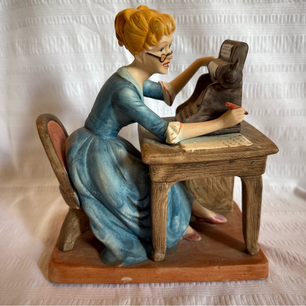 CAPODIMONTE (Italian) FIGURINE - "CUCCI " ARTIST : SECRETARY/TYPIST AT HER DESK